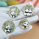 10pcs Bamboo Panda Enamel Charms for Earring Making