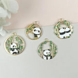 10pcs Bamboo Panda Enamel Charms for Earring Making