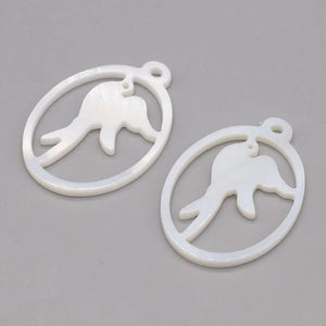 Shell Carved Bird Beads Pendant Oval Mother of Pearl Charms for Jewelry Making