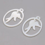 Shell Carved Bird Beads Pendant Oval Mother of Pearl Charms for Jewelry Making