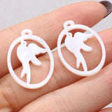 Shell Carved Bird Beads Pendant Oval Mother of Pearl Charms for Jewelry Making