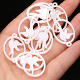 Shell Carved Bird Beads Pendant Oval Mother of Pearl Charms for Jewelry Making