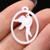 Shell Carved Bird Beads Pendant Oval Mother of Pearl Charms for Jewelry Making