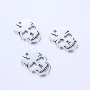 5Pcs Stainless Steel Skull Head Charms for Jewelry Making