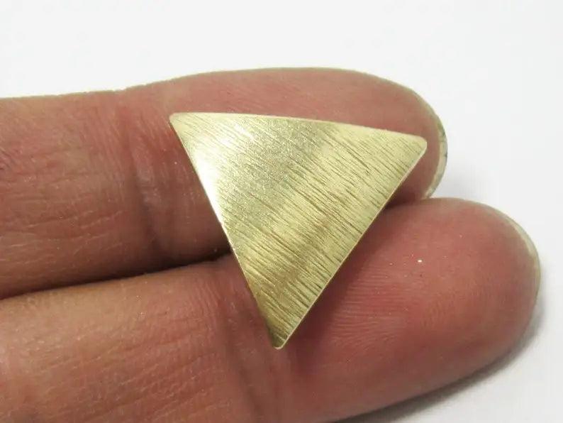 10pcs Triangle Stud Earrings, Textured Brass Post, Boho Earrings