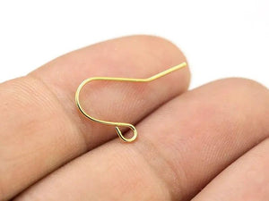 12pcs Real Plated Earring Hooks, Brass Ear Wires, 21x12.5x0.8mm
