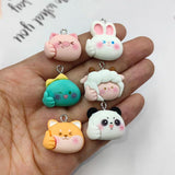 10pcs Animal Charms Resin Pig Sheep Panda Fox Pendant DIY Jewelry Making