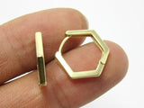 Hexagon Brass Leverback Earrings - 6pcs