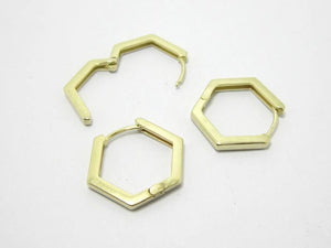 Hexagon Brass Leverback Earrings - 6pcs