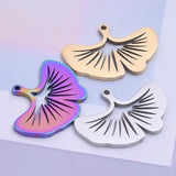 12 Pcs Stainless Steel Ginkgo Biloba Palm Pendants Rainbow Float Charms