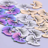 12 Pcs Stainless Steel Ginkgo Biloba Palm Pendants Rainbow Float Charms