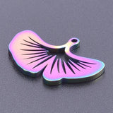 12 Pcs Stainless Steel Ginkgo Biloba Palm Pendants Rainbow Float Charms