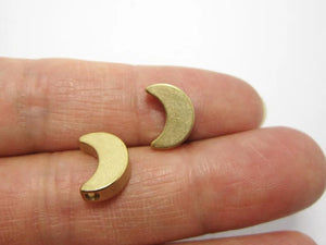 20pcs Raw Brass Moon Spacer Beads 11.5x8.2x3.5mm Bracelet Findings