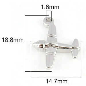 5pcs Stainless Steel Airplane Charms for DIY Jewelry Making