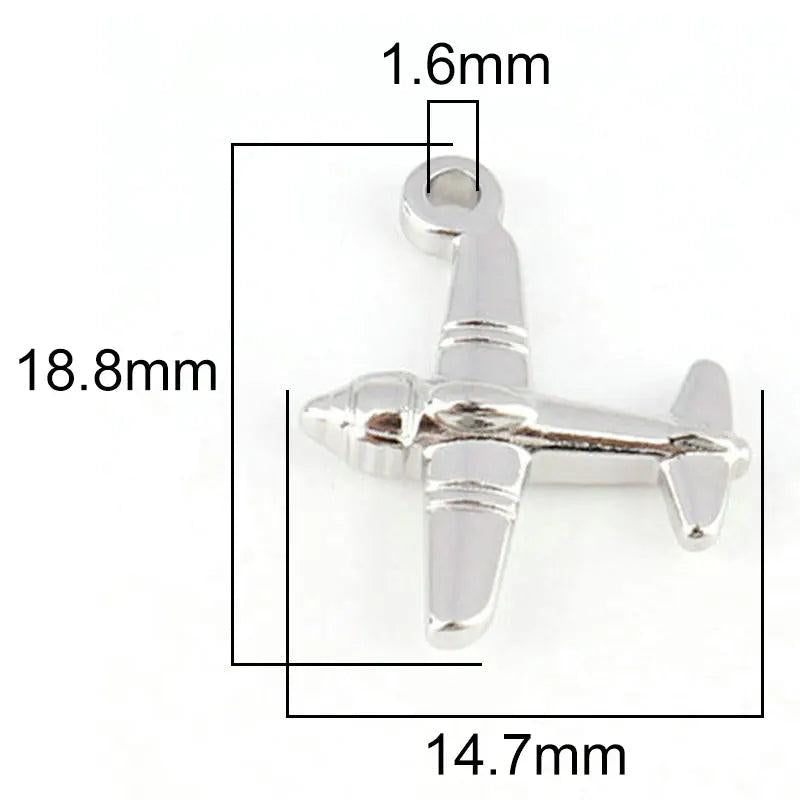 5pcs Stainless Steel Airplane Charms for DIY Jewelry Making