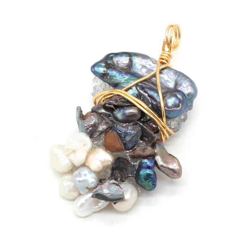 Irregular Shape Pearl Pendant DIY Jewelry Making Charms 25x45mm