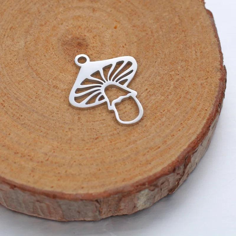 2pcs Mushroom Charms Pendant Stainless Steel Plated for DIY Jewelry Making