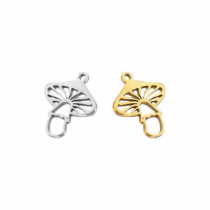 2pcs Mushroom Charms Pendant Stainless Steel Plated for DIY Jewelry Making