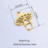 2pcs Mushroom Charms Pendant Stainless Steel Plated for DIY Jewelry Making