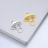 2pcs Mushroom Charms Pendant Stainless Steel Plated for DIY Jewelry Making