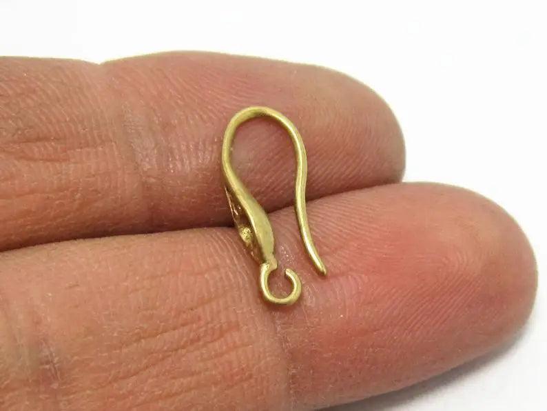 30pcs Raw Brass Ear Hooks Earring Post 17mm with Rhinestone Setting R258