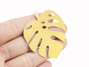 5pcs Brass Monstera Leaf Pendant - Raw Brass Necklace Pendant