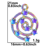 15pcs Openwork Spiral Star Pentagram Planet Night Rainbow Charms Pendant