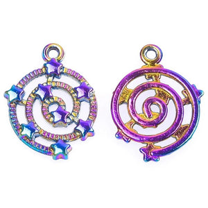 15pcs Openwork Spiral Star Pentagram Planet Night Rainbow Charms Pendant