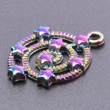 15pcs Openwork Spiral Star Pentagram Planet Night Rainbow Charms Pendant