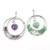 XSM Reiki Healing Natural Stone Crystal Heart-shaped Pendant