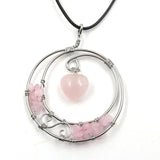 XSM Reiki Healing Natural Stone Crystal Heart-shaped Pendant