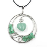 XSM Reiki Healing Natural Stone Crystal Heart-shaped Pendant