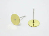 200pcs Earring post Brass ear studs 8x12mm Raw brass pad steel needle finding
