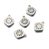 5pcs Sun Square Charms Stainless Steel Earrings Pendant Jewelry DIY Beads