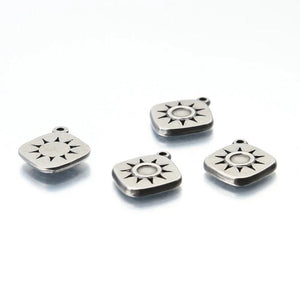 5pcs Sun Square Charms Stainless Steel Earrings Pendant Jewelry DIY Beads
