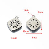 5pcs Sun Square Charms Stainless Steel Earrings Pendant Jewelry DIY Beads