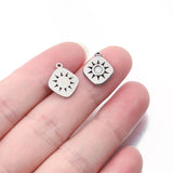 5pcs Sun Square Charms Stainless Steel Earrings Pendant Jewelry DIY Beads