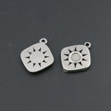 5pcs Sun Square Charms Stainless Steel Earrings Pendant Jewelry DIY Beads