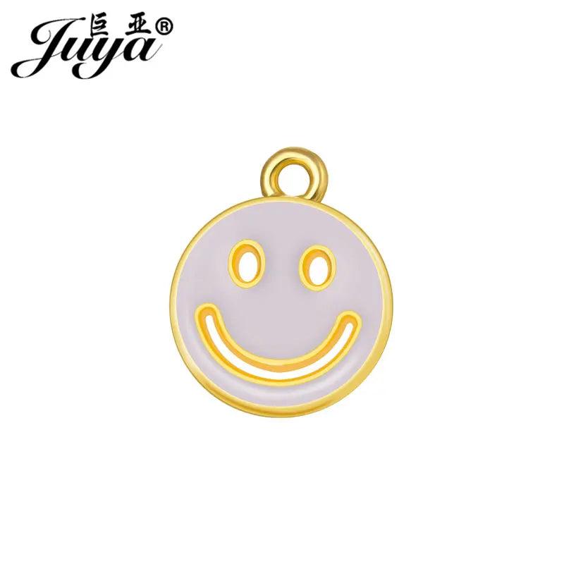 20pcs Enamel Metal Pendants Hollow Smile Charms Jewelry Making DIY