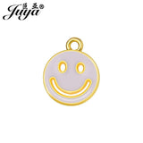 20pcs Enamel Metal Pendants Hollow Smile Charms Jewelry Making DIY