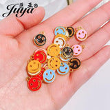 20pcs Enamel Metal Pendants Hollow Smile Charms Jewelry Making DIY