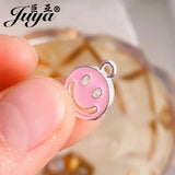 20pcs Enamel Metal Pendants Hollow Smile Charms Jewelry Making DIY