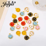 20pcs Enamel Metal Pendants Hollow Smile Charms Jewelry Making DIY
