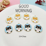 10Pcs Round Husky Enamel Charms Dog Pendants for Jewelry Making