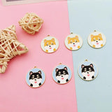 10Pcs Round Husky Enamel Charms Dog Pendants for Jewelry Making