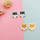 10Pcs Round Husky Enamel Charms Dog Pendants for Jewelry Making