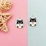 10Pcs Round Husky Enamel Charms Dog Pendants for Jewelry Making