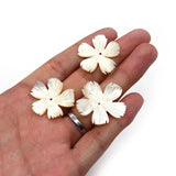 Shell Carving Flower Pendant 30mm for DIY Jewelry Making