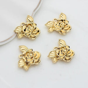 10pcs Zinc Alloy Rose Flowers Charms 20mm DIY Bangles Nickel
