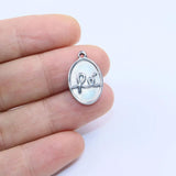 5pcs 12*19mm Stainless Steel Oval Charms Pendant 2 Colors
